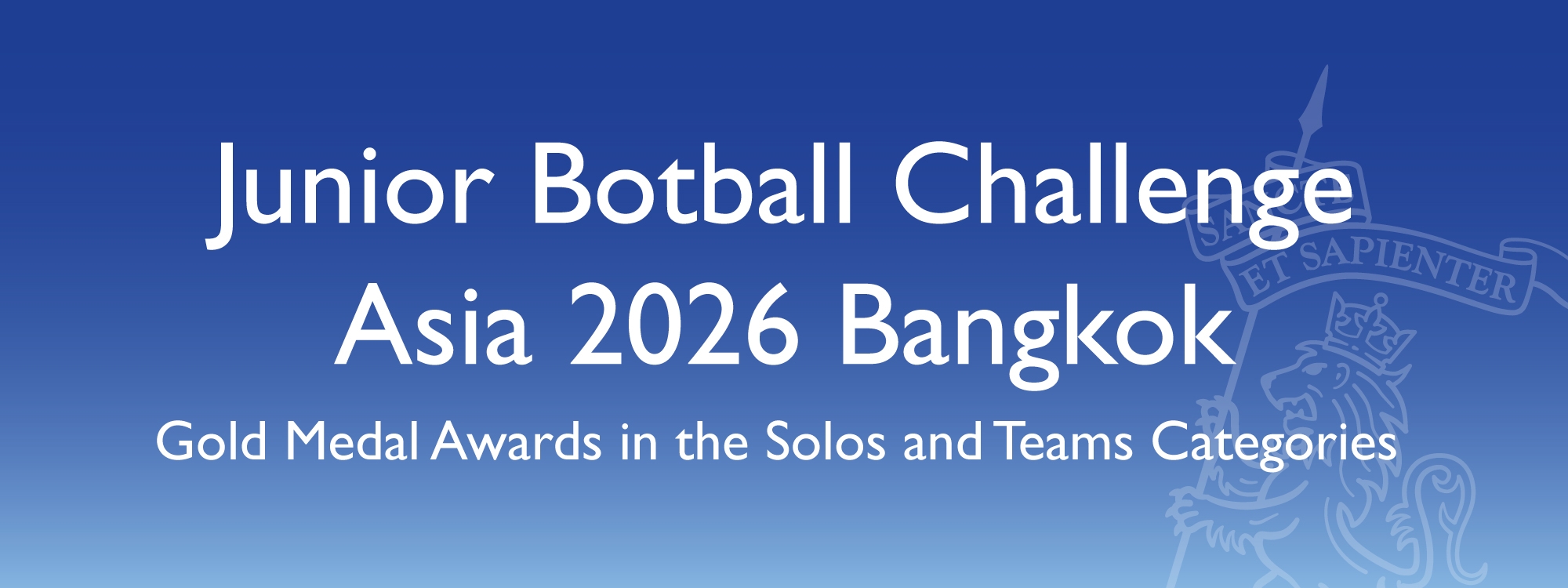 Gold Medal Awards in the Solos and Teams Categories – Junior Botball Challenge Asia 2026 Bangkok