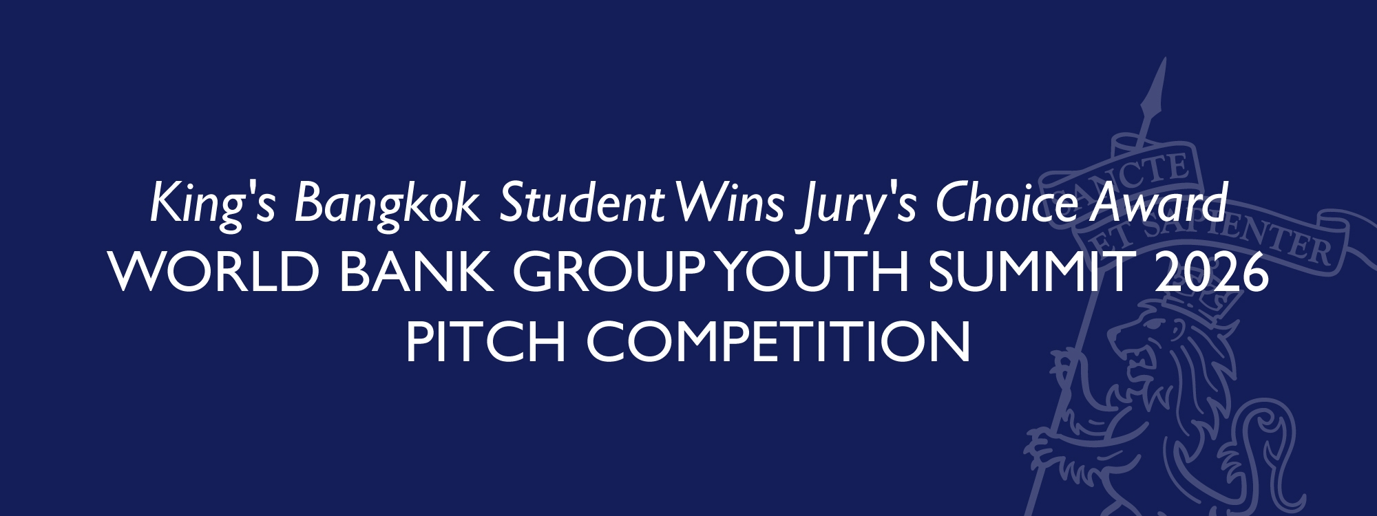 King's Bangkok Student Wins Jury's Choice Award at the World Bank Group Youth Summit 2026 Pitch Competition